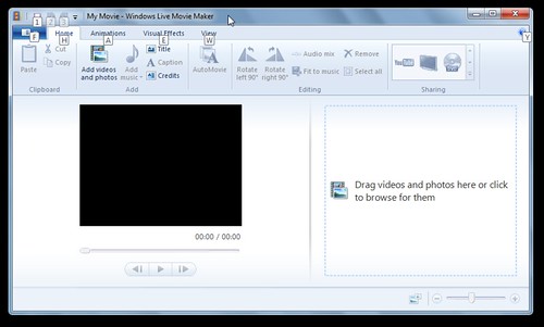 Opening Windows Live Moviemaker Screen