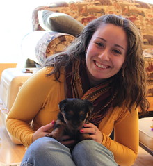 Nathalie with a pup