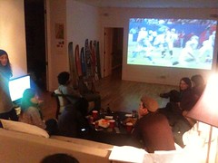 Dual screen setup @ my SuperBowl party:  one f...