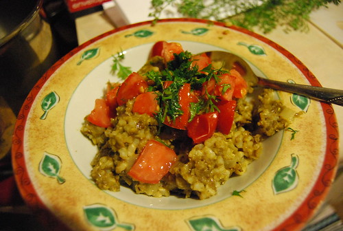 Dal with rice and tomatoes