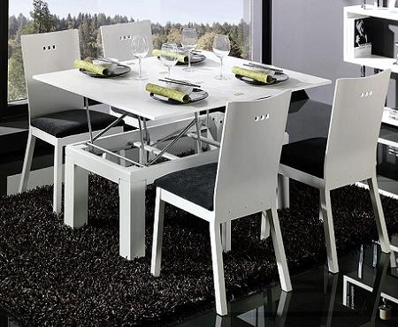 Elegant and comfortable dining room in black and white.