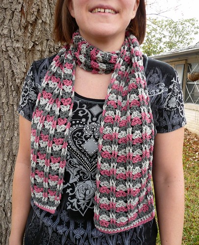 Cables and Lace Crochet Scarf
