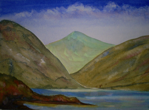 WIP - watercolour painting, Wasdale Head, Cumbria