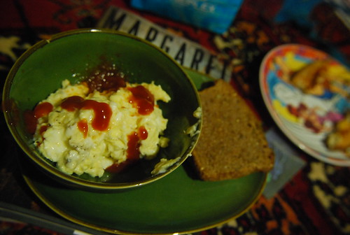Scrambled eggs, toast and the last of the kethup with Margaret Atwood