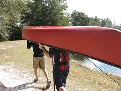 carrying the canoe