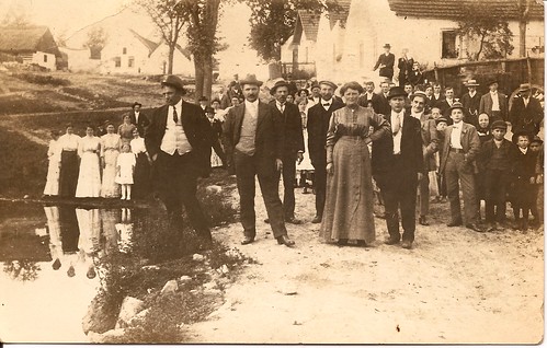 Town gathering in Simanek home town of Predmir, Czechoslovakia.