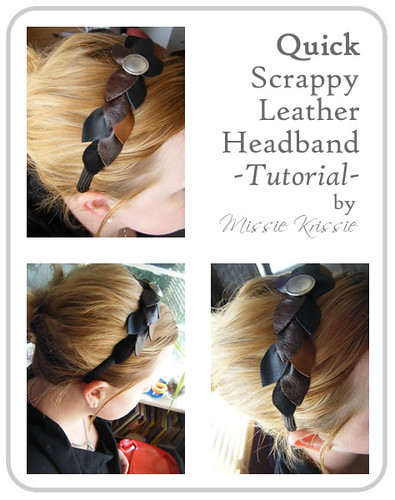 Scrappy leather headband Front