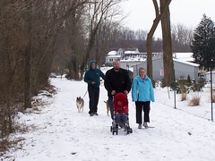 People on the Catonsville #9 Trolley Trail in winter