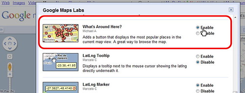 Enabling What's Around Here in Google Maps Labs