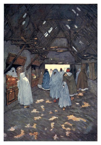 024-Un bazaar en el zoco de Marrakesh-Morocco 1904- Ilustraciones de A.S. Forrest