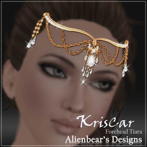 KrisCar gold forehead tiara white