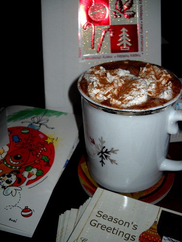 Hot chocolate and Christmas Cards