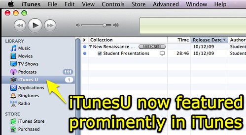 iTunesU featured prominently in iTunes