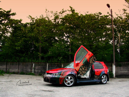 Custom VW Golf MK4 IV Airbrushing Alien VS Predator Tuning Car by 