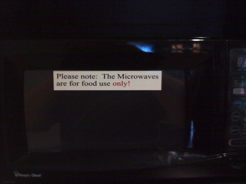 Please note: The Microwaves are for food use only! 