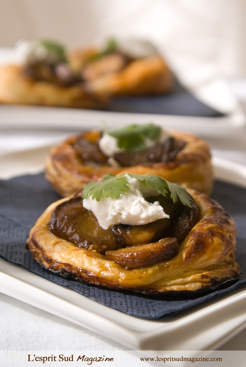 Mushroom tartlets with goat cheese