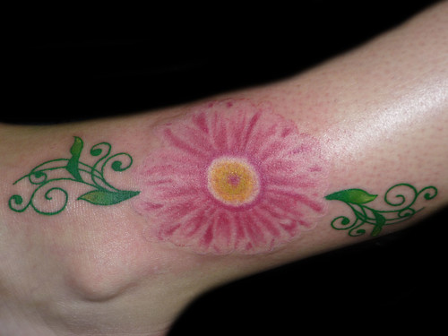 Daisy Tattoo Flower Tattoo ankle Tattoo by Lucky Bamboo Tattoo