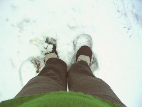 Feet in snow