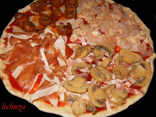 Pizza zamburiñas,atún-jamón-añadir ingredientes