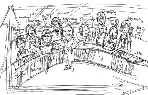 group lady caricatures for Morgan Stanley - draft 1