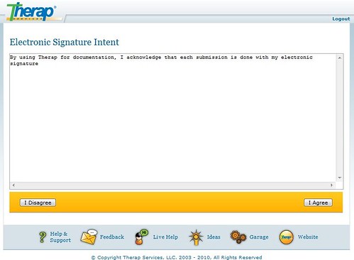 Screenshot of Electronic Signature Intent