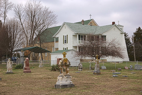 Saint Patrick Roman Catholic Mission, in Armagh, Missouri, USA - rectory and cemetery