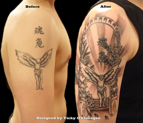 cover and fix up angel tattoo
