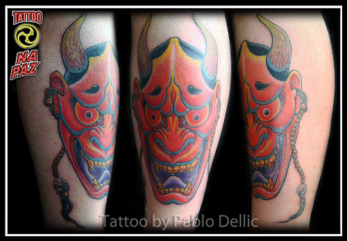 Oriental Hannya Masc Tattoo by Pablo Dellic