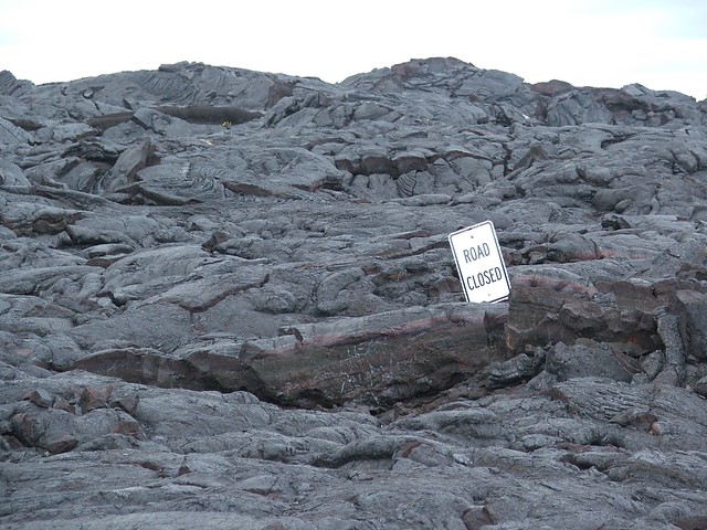 2003 lava flows covering road