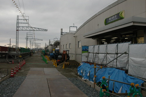 Construction of rail tracks in Rakusaiguchi.sta,Kyoto,Kyoto,Japan /Feb 28,2010