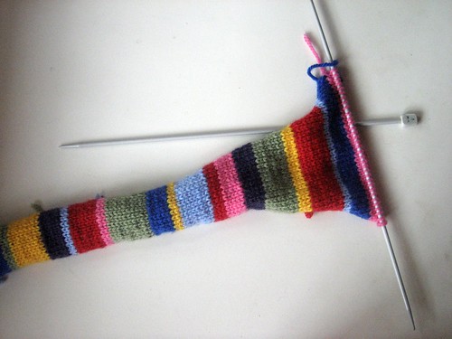 stripy scarf in progress