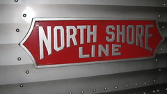 Chicago, North Shore & Milwaukee interurban railroad logo on a preserved Silverliner M.U car. The Illinois Railway Museum. Union Illinois. Friday, July 3rd 2009.