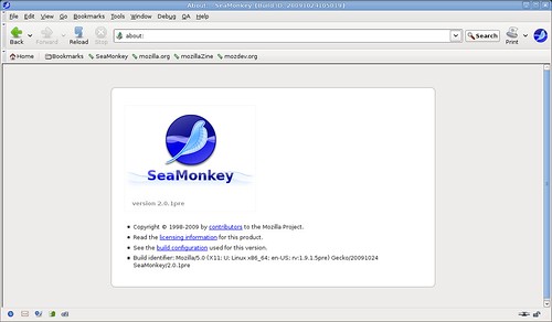 La page d'info de SeaMonkey 2.0