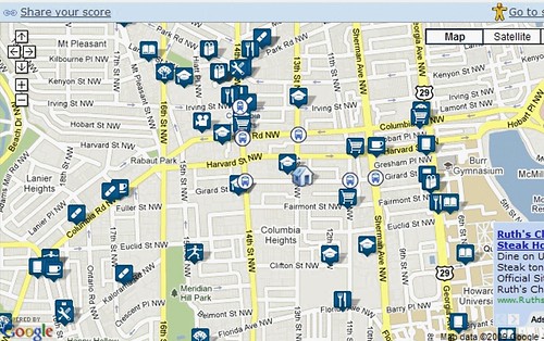 DC's Columbia Heights neighborhood has lots of new housing and is loaded with walkable destinations (by: Walk Score)