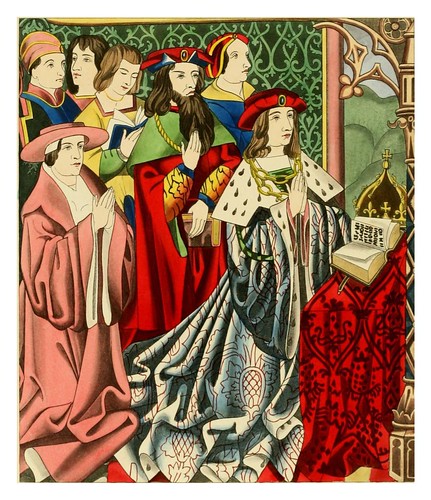 018-Henry VI y su corte mitad siglo XV-Dresses and decorations of the Middle Ages 1843- Henry Shaw