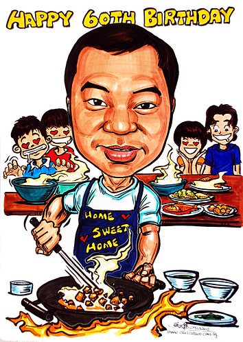 Caricature of Dad who loves food and cooking