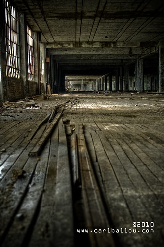 abandoned factory wood floor