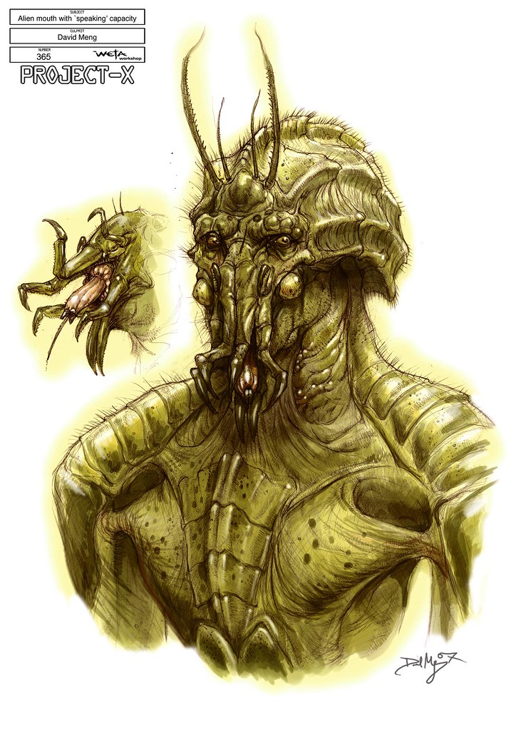 Boceto Sector 9 Alien boca