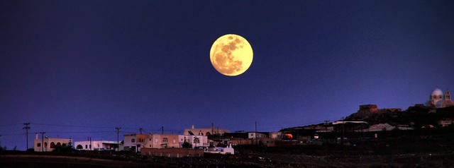 Full moon over Santorini