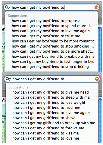 What boyfriends and girlfriends search for on Google