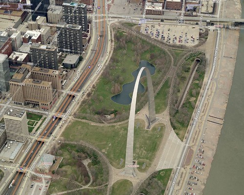 Aerial view of the Arch grounds