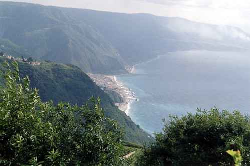 the picture is taken from Pellegrina looking down on the sea coast town of Bagnara Calabra.