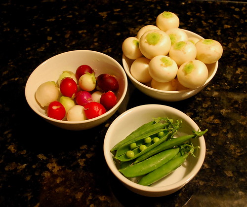 radishes, turnips and peas