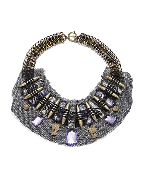 Mesh Lace Jeweled Necklace  rachelroy