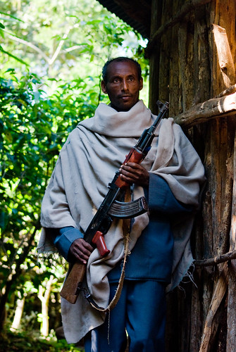 The guard who protects where the bible and other artefacts are stored (Ethiopia)