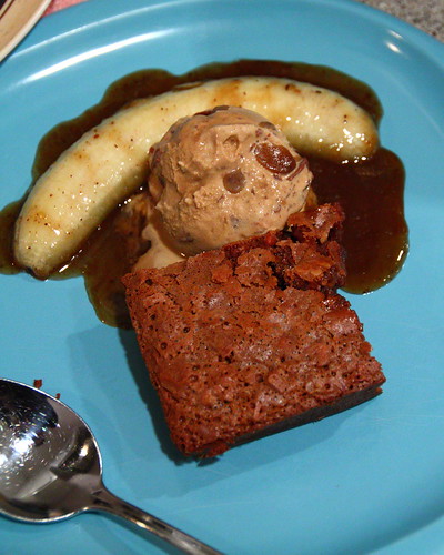 Bananas Foster with Pecan Fudge Brownie 2