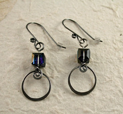 hand forged earrings with crystals