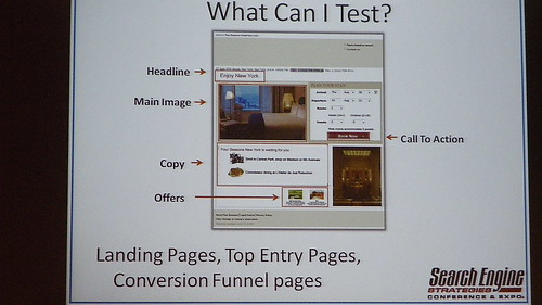 possible parts of a web page to be tested