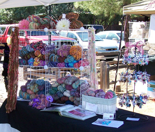 Flutterby Fibers Booth at the Fiber Festival