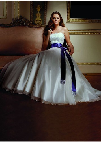 Strapless and a belt for a wedding dress. 